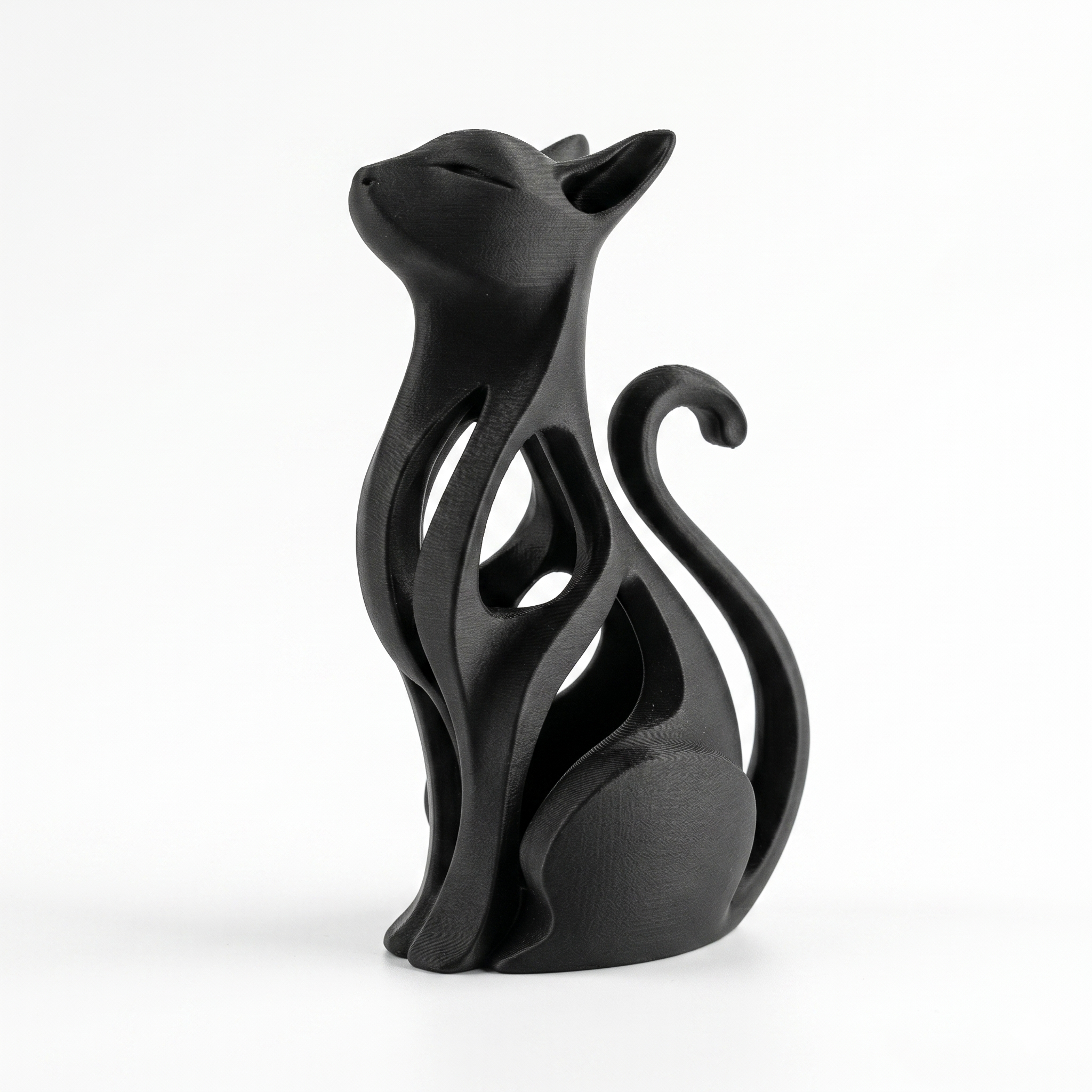 Modern 3D Printed Sitting Cat Sculpture Home Ornament