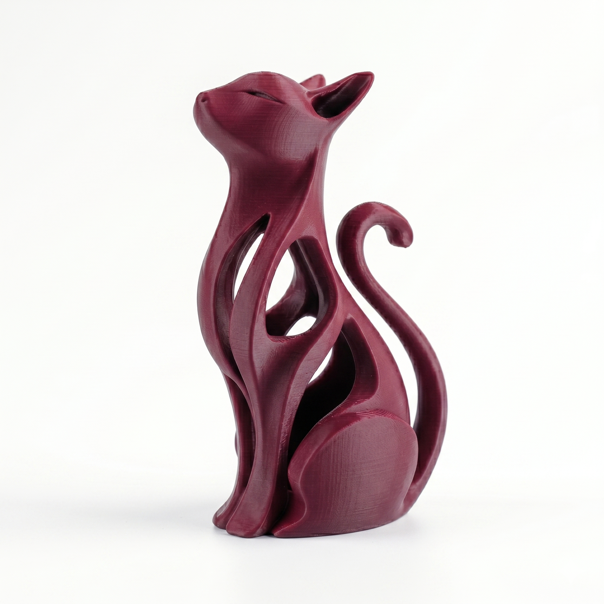 Modern 3D Printed Sitting Cat Sculpture Home Ornament