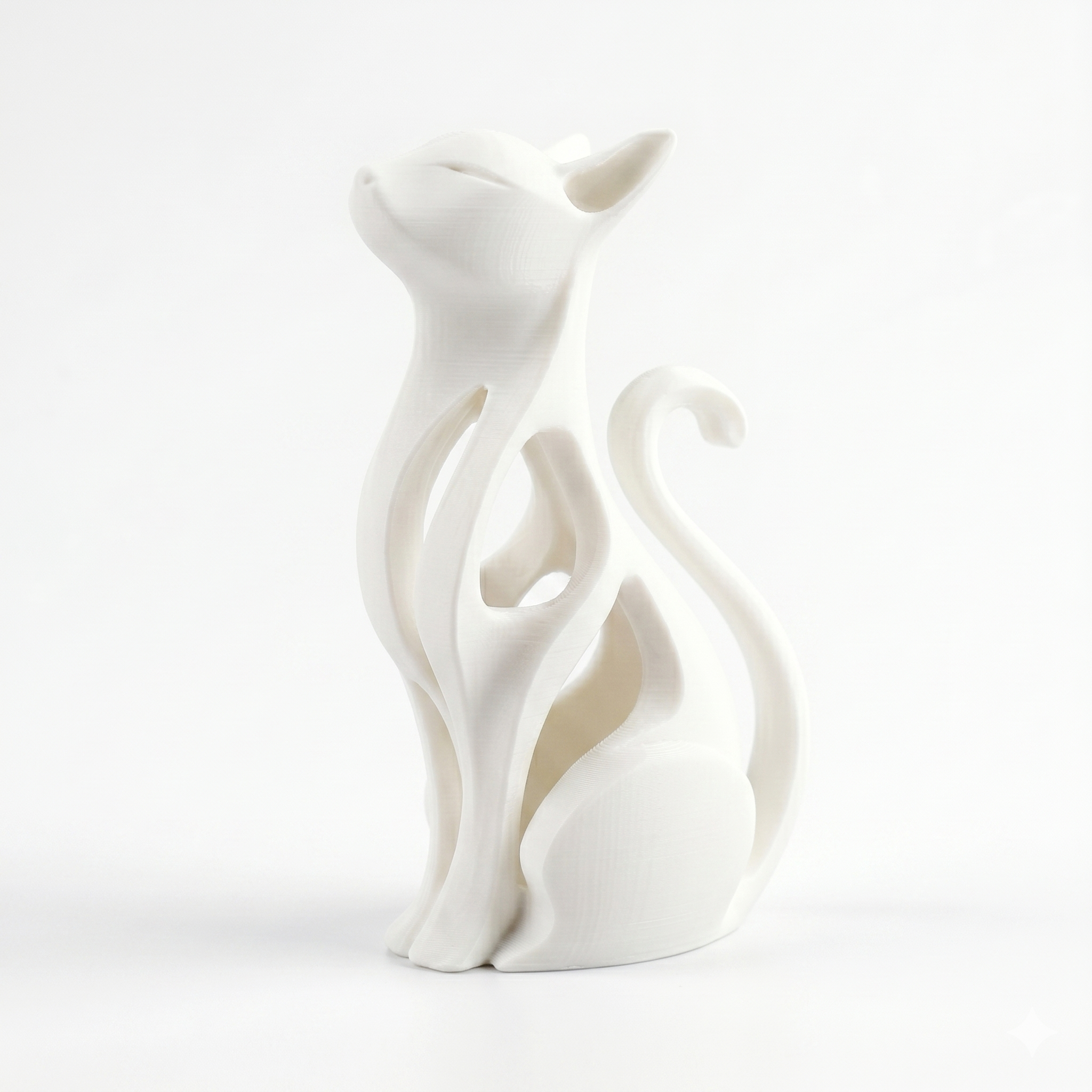 Modern 3D Printed Sitting Cat Sculpture Home Ornament