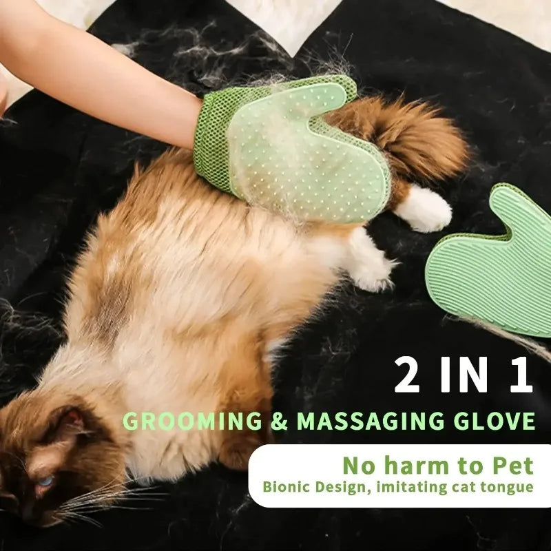 2-in-1 Pet Grooming Glove and Hair Remover Mitt