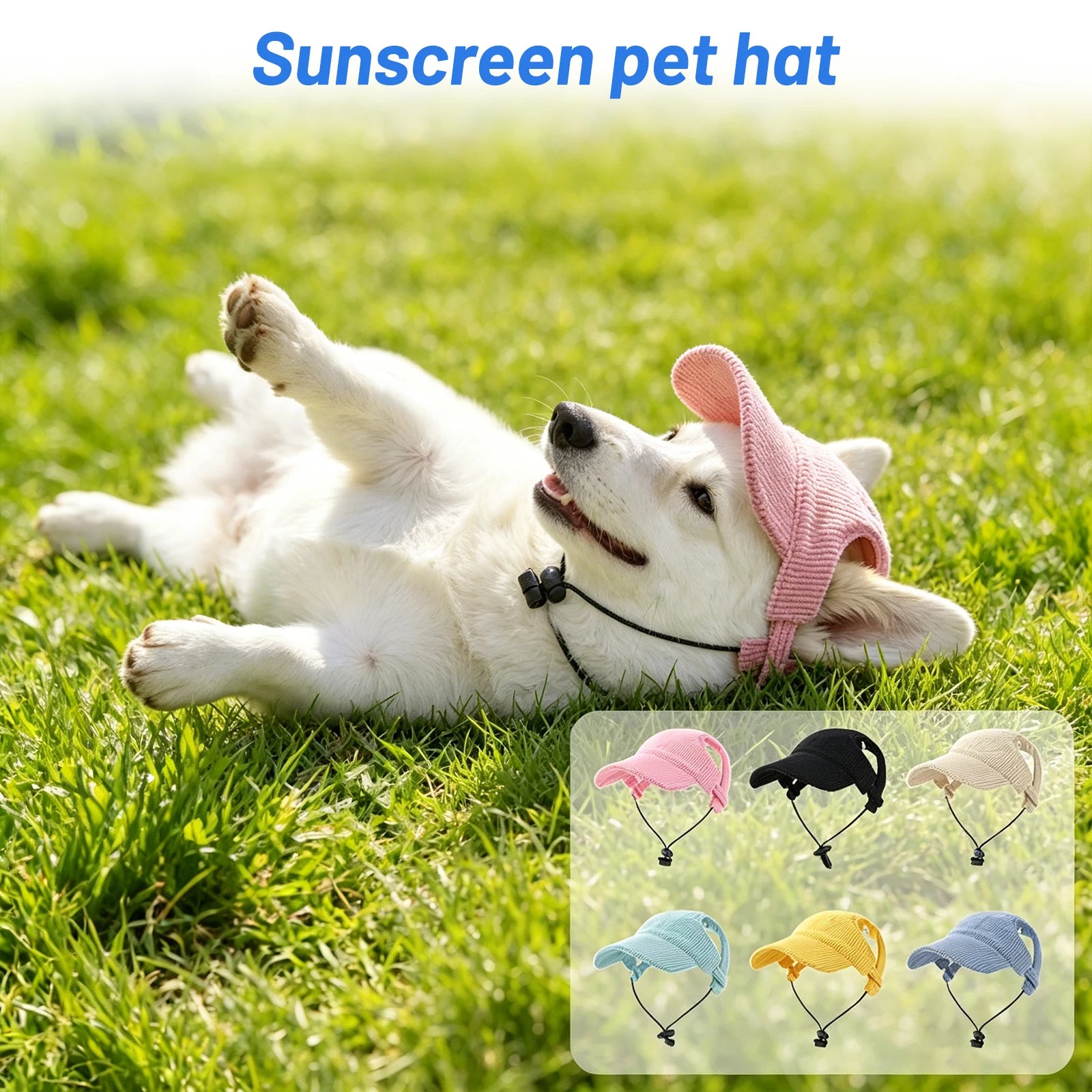 Corduroy Pet Baseball Cap with Ear Holes for Sun Protection