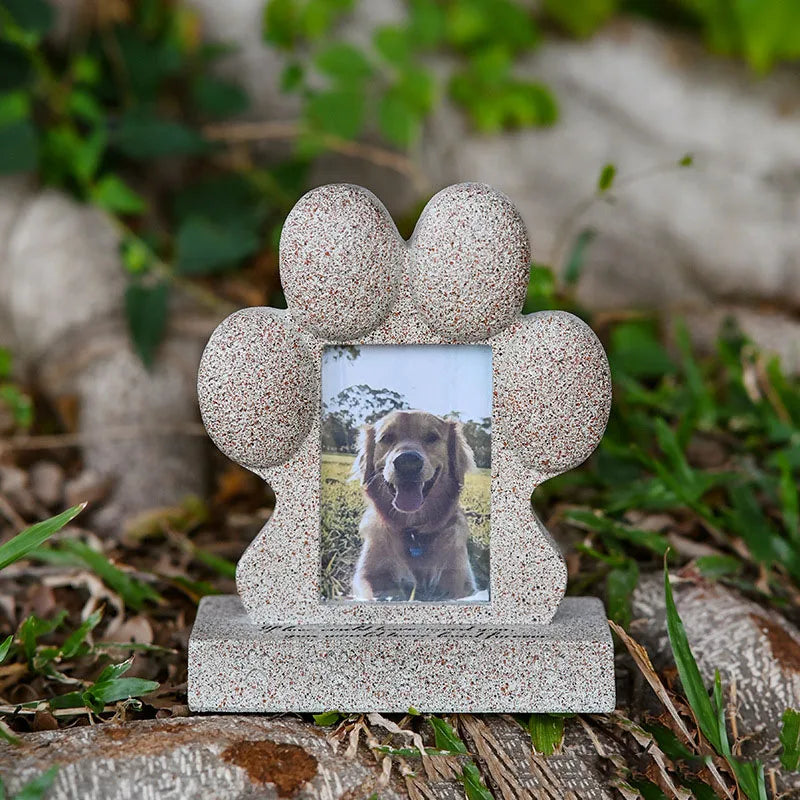 Pet Memorial Stone With Photo Frame For Garden Graves