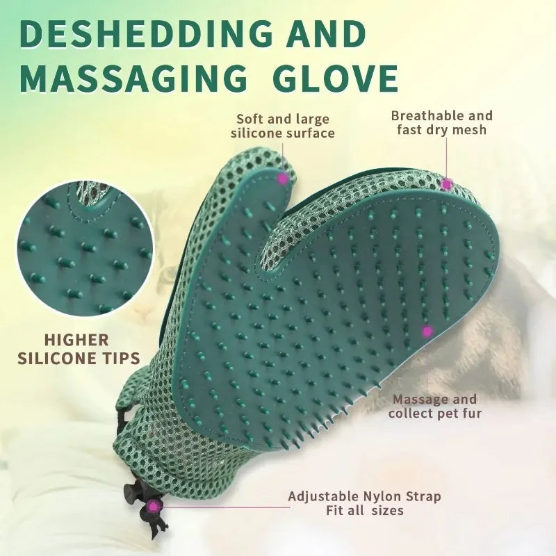 2-in-1 Pet Grooming Glove and Hair Remover Mitt