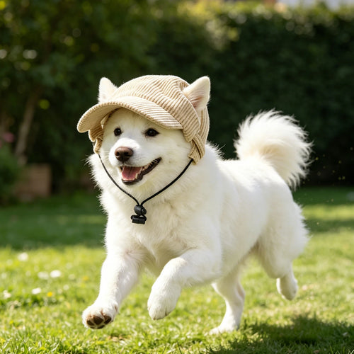 Corduroy Pet Baseball Cap with Ear Holes for Sun Protection