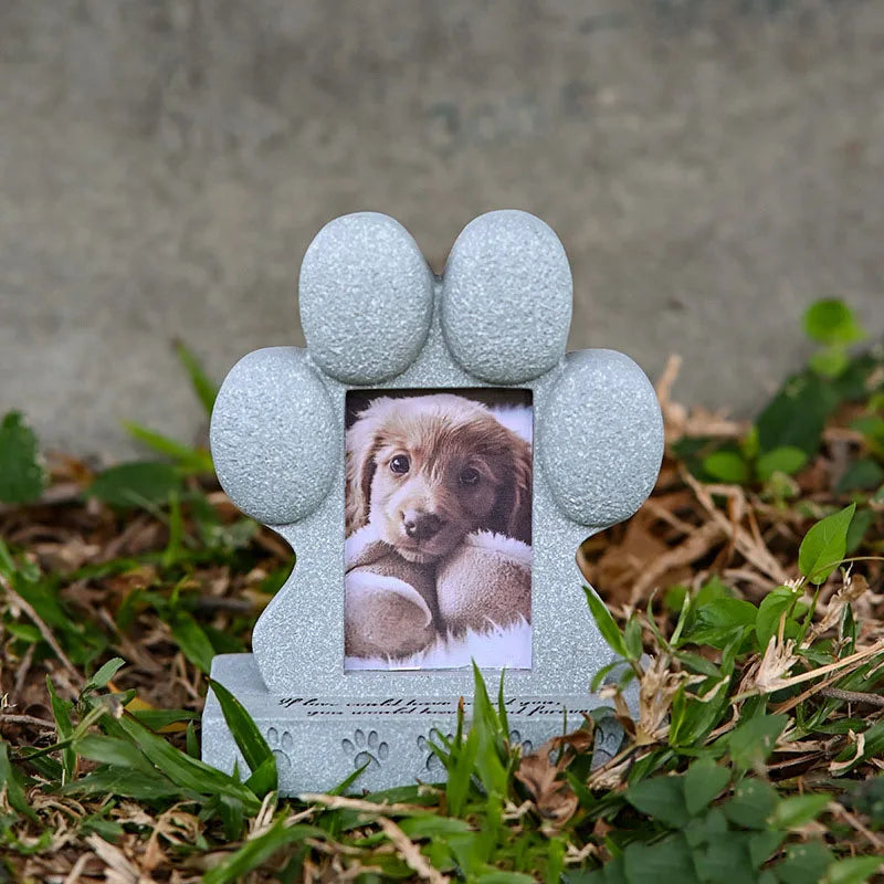Pet Memorial Stone With Photo Frame For Garden Graves