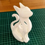 Modern 3D Printed Sitting Cat Sculpture Home Ornament